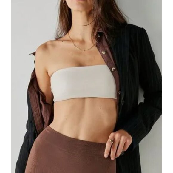 Free People x REVOLVE X Intimately FP Wanna Be Bandeau Bone SZ SMALL NEW $38 - Picture 1 of 7